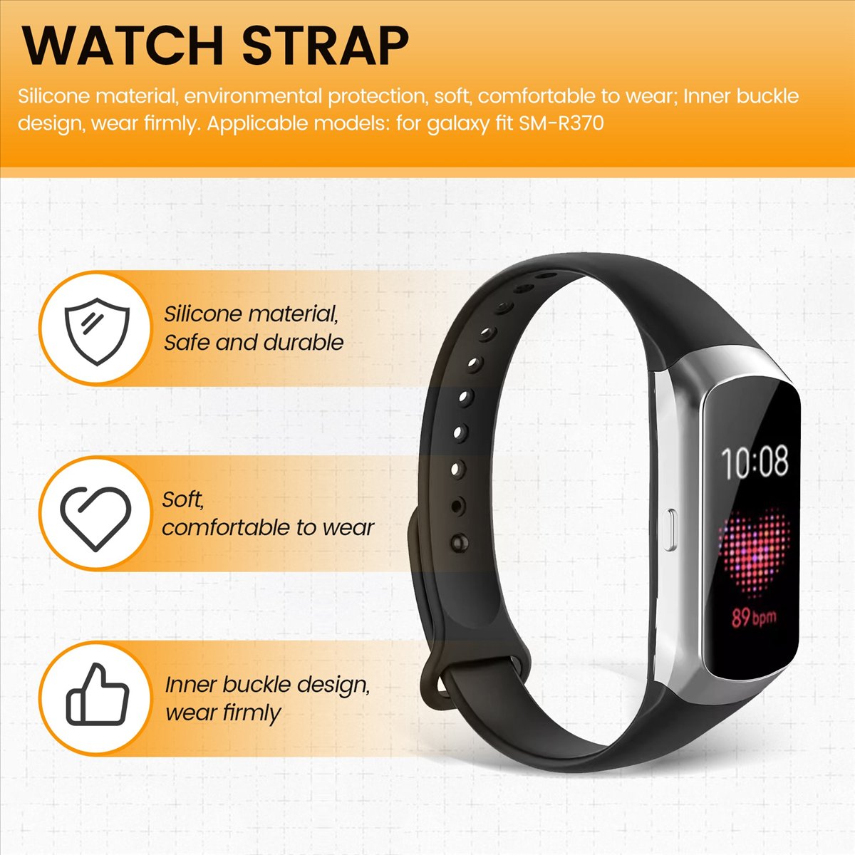 Silicone Band Replacement - Pulseira de Relógio Esportiva A49T para