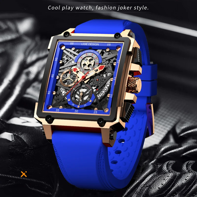 LIGE-Men's Sports Chronograph  - Silicone Band Replacement avaliação e preço