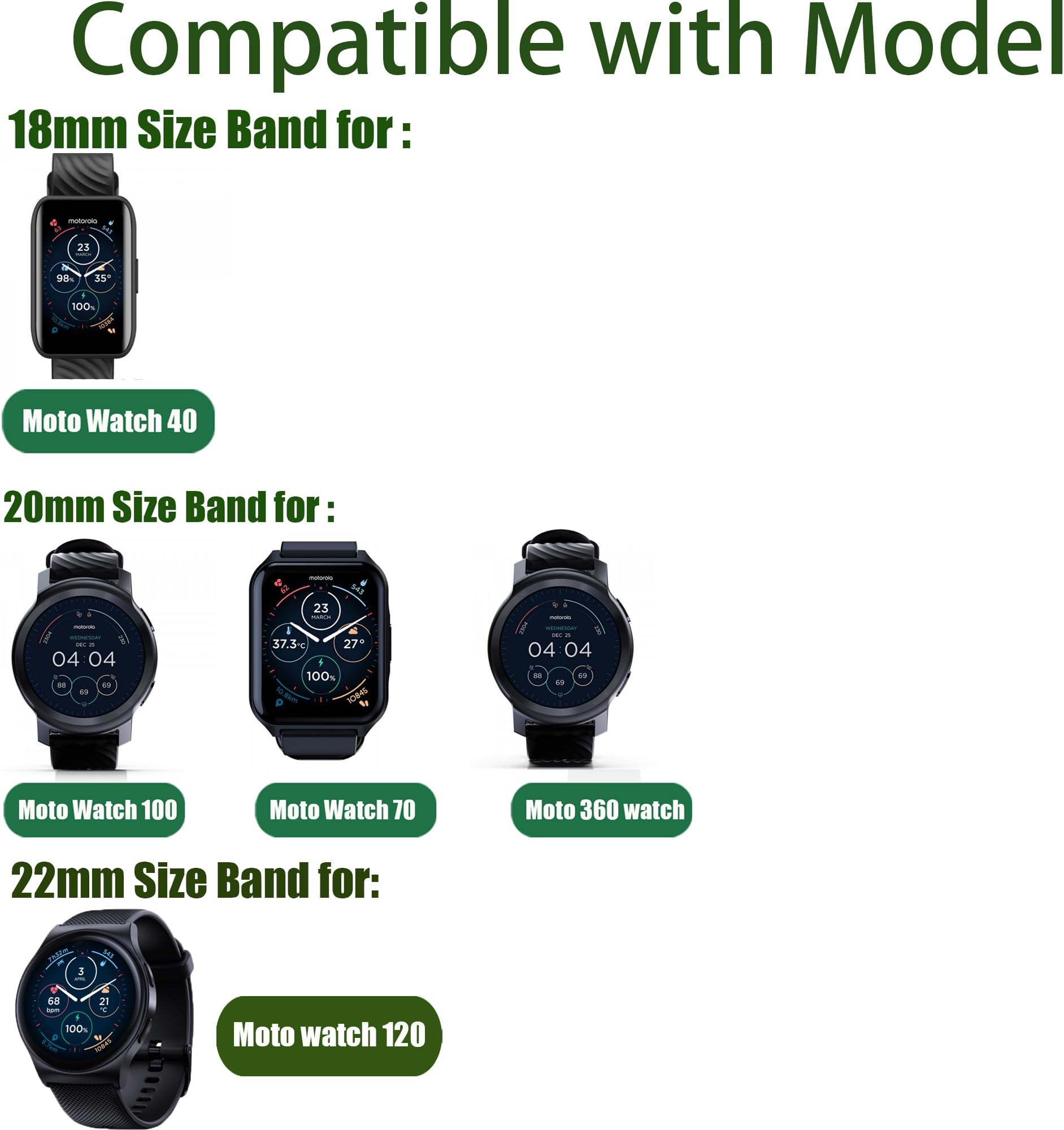 Banda de aço inoxidável para m - Motorola Smartwatch Accessories avaliação e preço